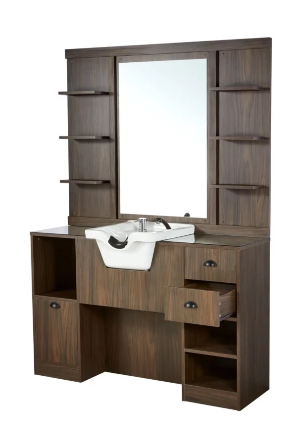 Circle Brown – Meuble de Barbier avec Lavabo