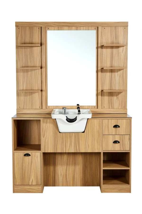 Circle Brown clair – Meuble de Barbier avec Lavabo – Image 2