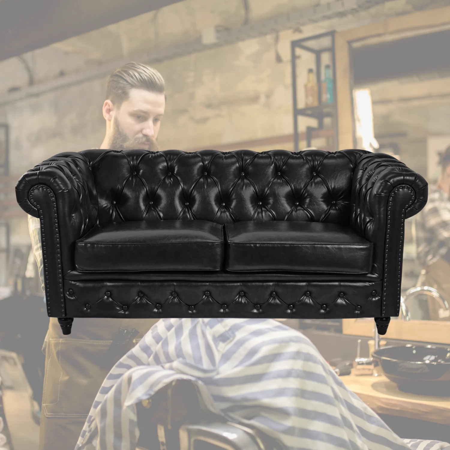 Fauteuil d’attente de salon de coiffure, assise rembourrée