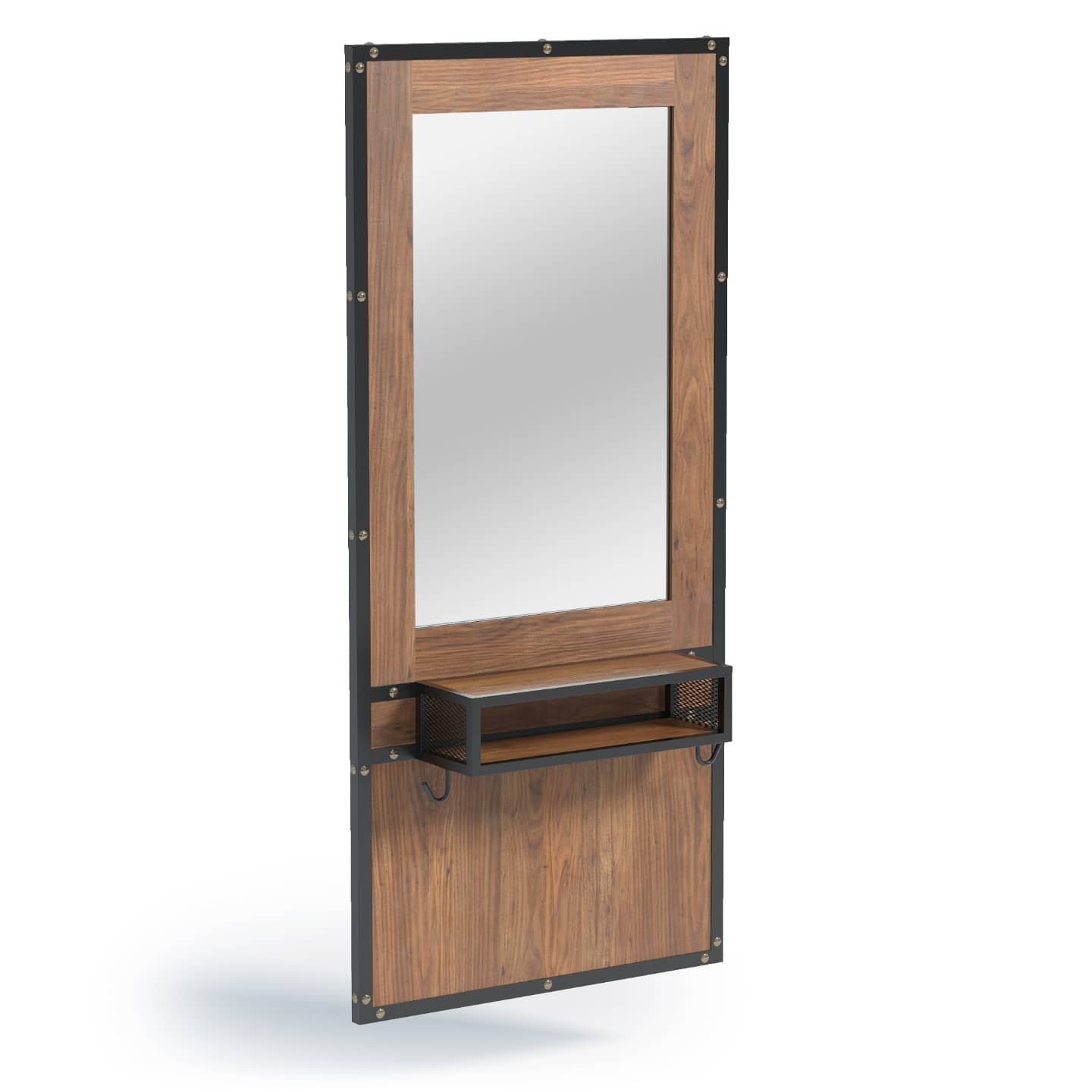 Coiffeuse murale avec miroir, tablette de service et patères