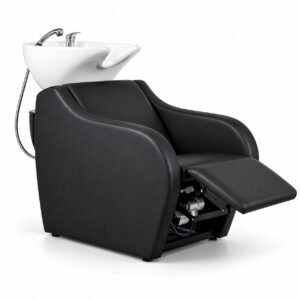 Bac à shampoing Wisp Roll noir à coque galbée, vu sur fond blanc